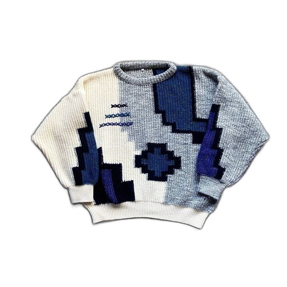 NANI BON OF ITALY KNIT SWEATER COLOR BLOCK COOGI LIKE SWEATER SIZE 52